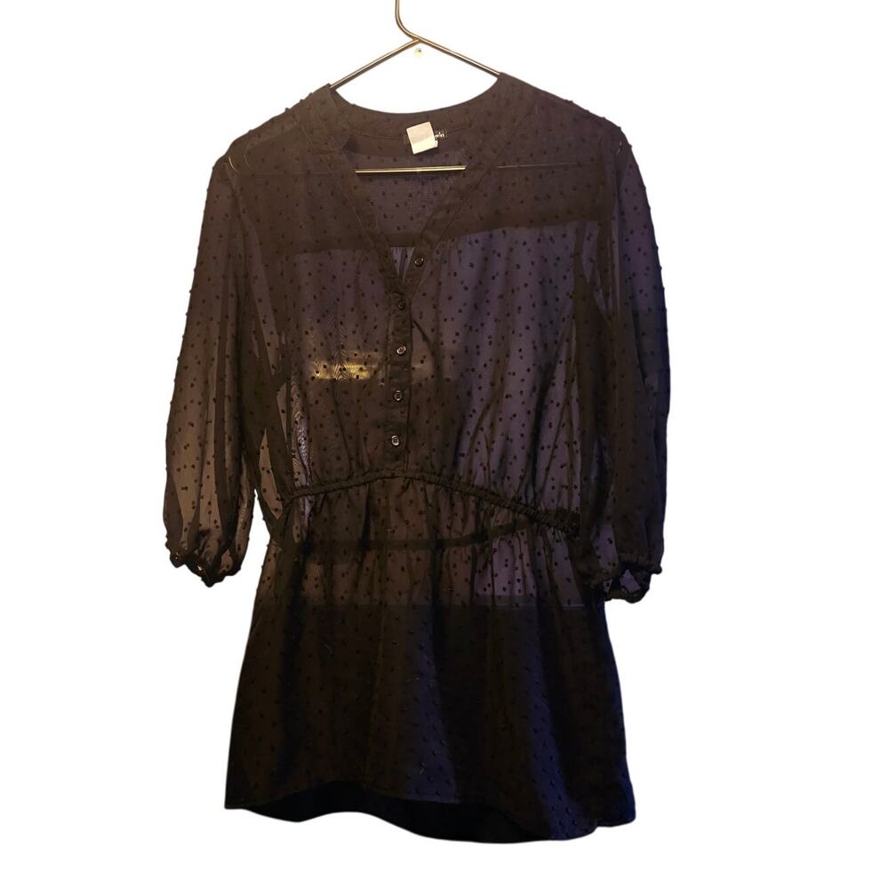 Fire Los Angeles black swiss dot blouse size large whimsygoth, dark fairy